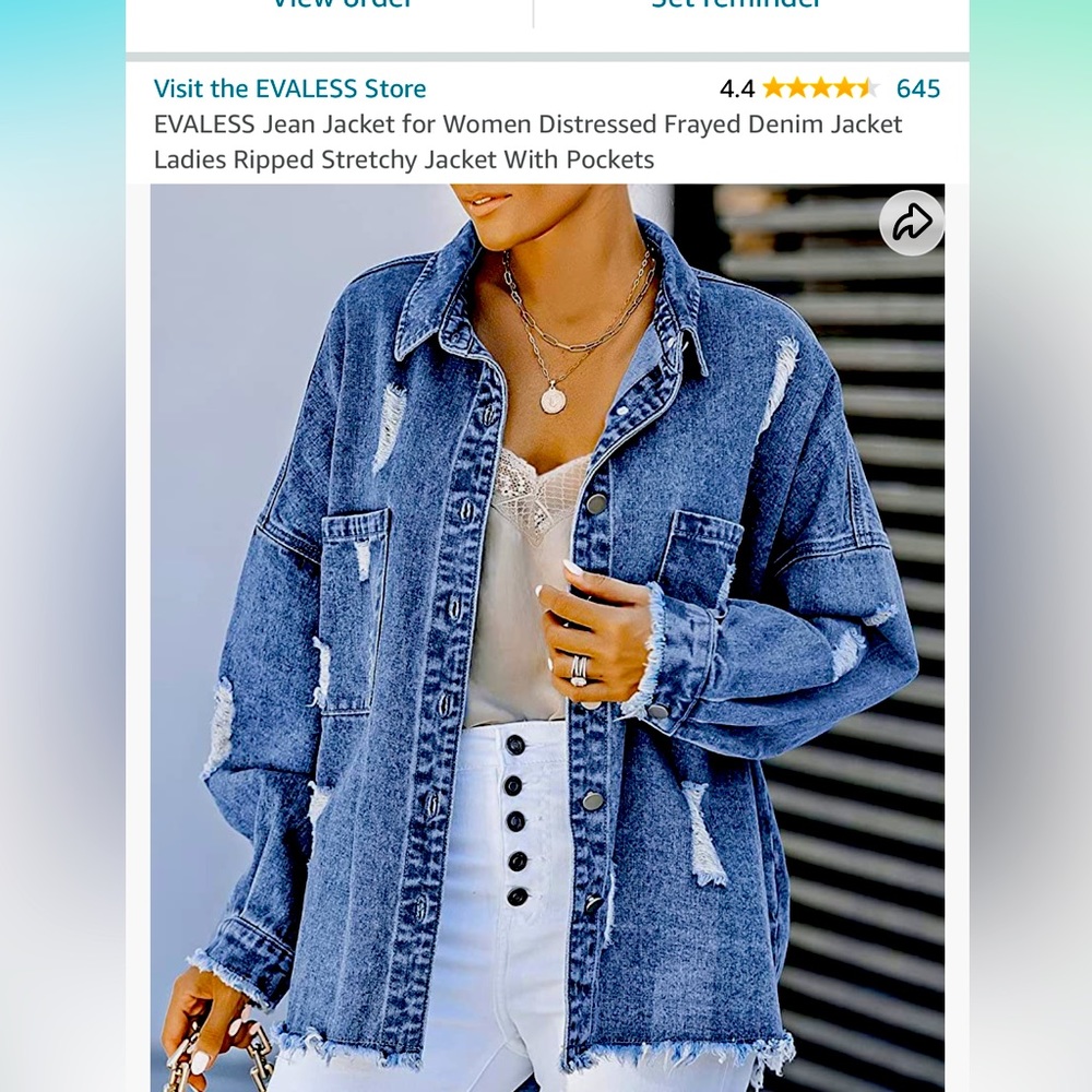 NWOT— Distressed Frayed Denim Jacket